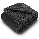 Luciphia Waterproof Bed Blanket Washable,Soft Sherpa Fleece Puppy Reversible Throw Blankets for Small Medium Dog Cat,Furniture Cover Protector Couch Bed from Liquid Pee and Pet Fur, Black,57" x 40"