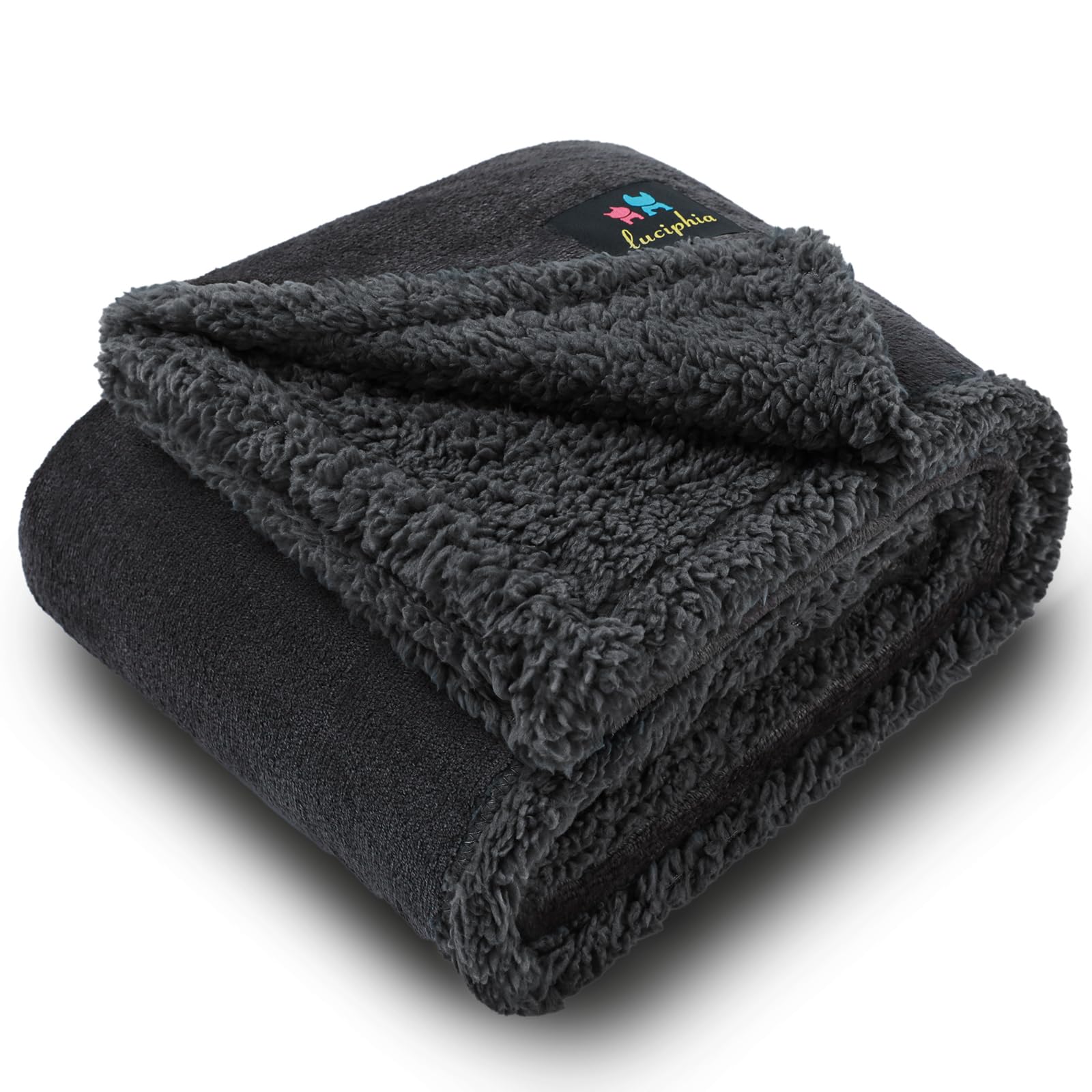 luciphia Waterproof Dog Blanket, Washable Blanket for Dogs Cats, Anti-Pee Large Size, Sherpa Fleece Sofa Protector for Dogs Black S (28 * 40 inch)