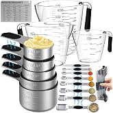 Measuring cups and spoons set,Magnetic Measuring 5 Cups 7 Spoons & 1 Leveler, 3 Plastic Measuring Cup with 1 Measuring Conver