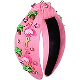 mokkia Flamingo Headbands for Women Summer Beach Headbands Tropical Palm Tree Headband Boho Hawaiian Headband Summer Accessories Beach Vacation Outfit Party Favors (Flamingo D)