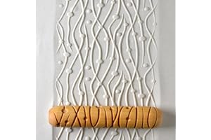 MKM Pottery Tools Wood Big Hand Rollers for Clay (BHR-06 Lines and Dots)