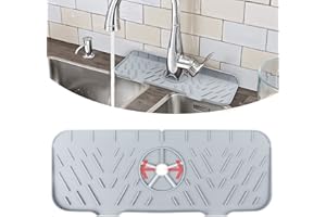 LIKITCOK Faucet Handle Drip Catcher, Kitchen Sink Splash Guard, Silicone Faucet Handle Drip Catcher Tray, Silicone Faucet Mat, Faucet Drip Catcher for Kitchen, Bathroom, Bar