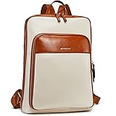 BOSTANTEN Leather Laptop Backpack for Women 15.6 inch Computer Bag Travel Work Daypack Large Size Bag