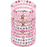 𝐇𝐞𝐢𝐬𝐡𝐢 𝐁𝐞𝐚𝐝𝐞𝐝 𝐒𝐭𝐫𝐞𝐭𝐜𝐡 𝐁𝐫𝐚𝐜𝐞𝐥𝐞𝐭𝐬 for Women Teen Girls St.Patrick's Day Valentine's Day Christmas Breast Cancer Bracelets Stackable Polymer Clay Beads Bracelets Friendship Boho Bracelets Jewelry Set