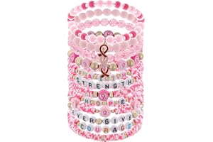 Cooluckday Breast Cancer Bracelets Women Halloween Bracelets Christmas Bracelets Valentine's Day Bracelets St.Patrick's Day Bracelet Clay Bracelet Stackable Rainbow Friendship Bracelet Gift