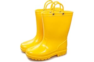 Hbxooxts Children's Rain Boots with Easy-On Handles, Waterproof Outdoor Boots for Girls and Boys, Perfect for School and Play