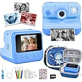 Elecoutek Kids Instant Print Camera, 30MP 1080P HD Digital Camera for Boys Girls with Color Pens & 32GB Card, Christmas Birthday Gifts Kids Toys for 3-12 Years Old (Blue)