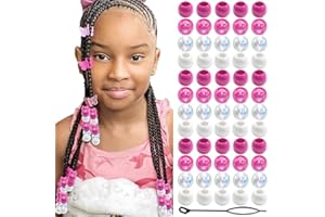NAISKA 60Pcs Acrylic Hair Jewelry for Kids Girls Colorful Clear Beads for Hair Cute Small Pony Beaded Hair Clips Toddler Loc 