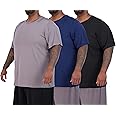 Real Essentials 3 Pack: Men’s Big & Tall Tech Stretch Long-Sleeve & Short-Sleeve Dry-Fit T-Shirt (3XT-5XT)