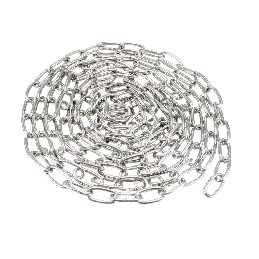 sourcing map Stainless Steel 304 Hardened Proof Coil Chain 2m Length 2mm Thickness Zinc Plated