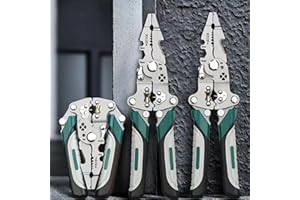 Collapsible Wire Stripping Pliers Multi Function Electrician Tool with Crimping, Cutting, and Wrench Features, Compact Foldab