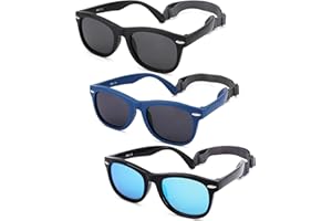 NULOOQ Polarized Baby Sunglasses with Strap - Unbreakable Flexible Infant Sunglasses for Toddlers Age 0-24 Months