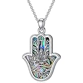 PROESS Hamsa Tree of Life/Viking/Lion/Butterfly/Evil Eye/Yin Yang/Eye of Horus Necklace 925 Sterling Silver Hand of Fatima Pendant Necklace Hamsa Jewelry Gifts for Women Men for Birthday Christmas