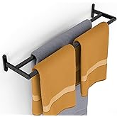 24 Inch Double Towel Bar for Bathroom Wall, Stainless Steel Towel Racks for Bathroom Wall Mounted Rustproof, Long Towel Rod Hand Towel Holder for Bathroom Toilet Kitchen Towel Storage - Matte Black