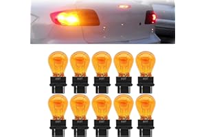 jokormo 10 PCS Car Instrument Light Bulb, 3157 Brake Light Bulb, 12V 21/5W Universal Automobile Lighting Accessories, for Most Cars, Trucks and Vans (Amber)