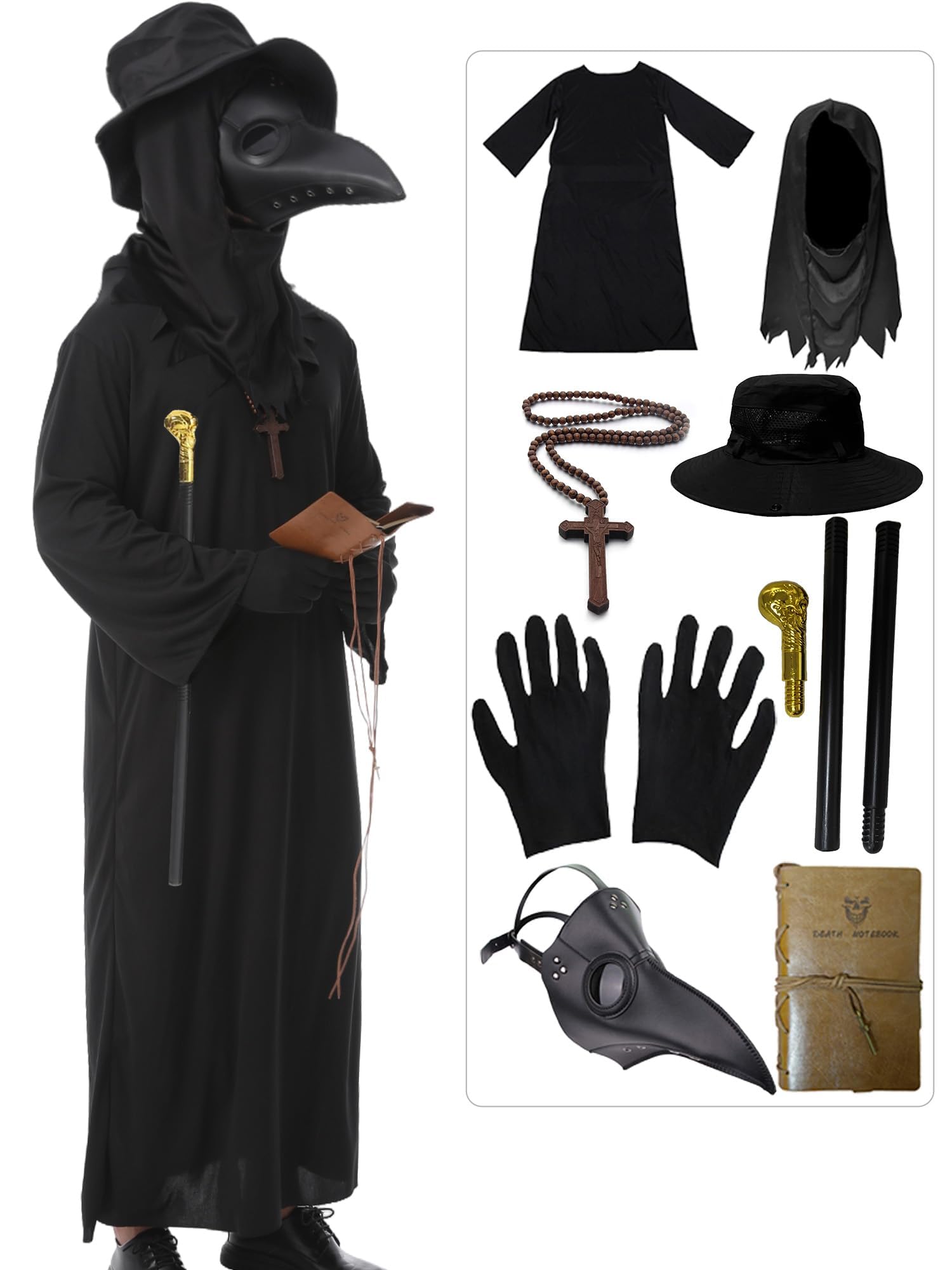 Photo 1 of ***MISSING ALL ACCESSORIES*** HAOSUN Plague Doctor Costume Set 8 in 1 Halloween Costumes Plague Doctor Mask Outfit for Men Adults