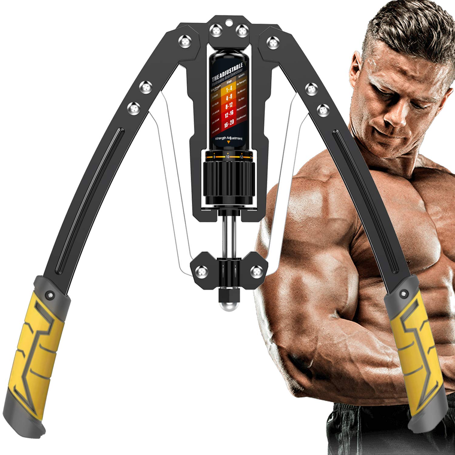 Photo 1 of EAST MOUNT Twister Arm Exerciser - Adjustable 22-440lbs Hydraulic Power, Home Chest Expander, Shoulder Muscle Training Fitness Equipment, Arm Enhanced Exercise Strengthener. Yellow