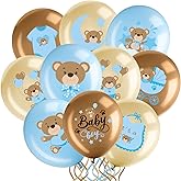 36 Pcs Bear Baby Balloons Latex Bear Balloons Blue Brown Baby Balloons We Can Bearly Wait Balloons Party Decorations for Memorable Baby Shower Gender Reveal, Birthday Party Supplies