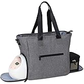 Teamoy Breast Pump Tote Bag Diaper Tote Bag Compatible for Spectra S1, S2, Medela, Pumping Bag with 14" Laptop Sleeve for Most Breast Pump, Dark Gray
