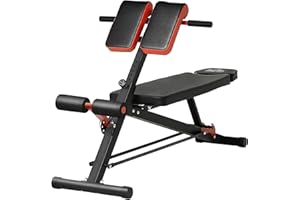 Soozier Adjustable Hyper Extension Dumbbell Weight Bench, Foam Leg Holders, Exercise Abs, Arms, Core, Strength Workout Station for Home Gym