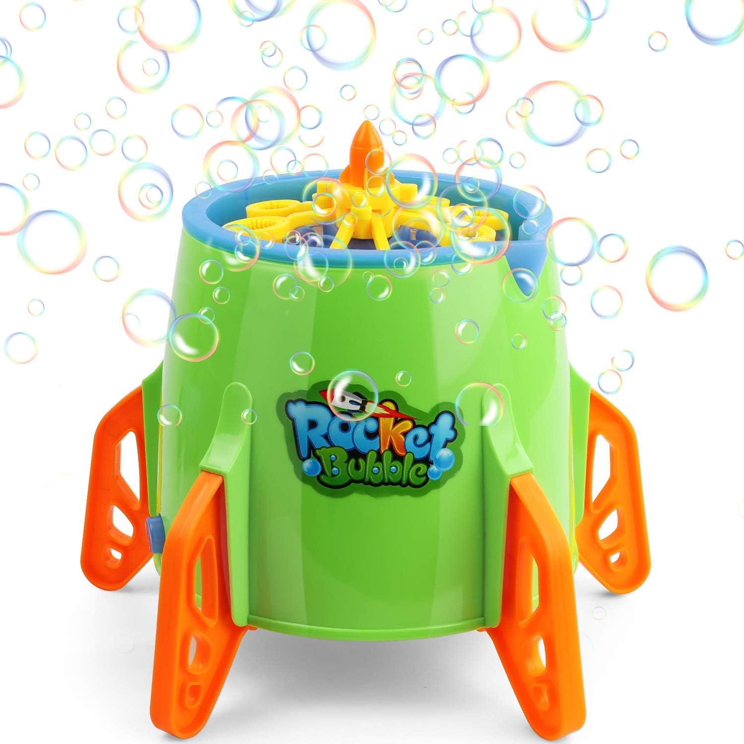 Hanmulee Bubble Maker Machine, Portable Automatic Rocket Bubble Blower 3000+ Bubbles per Minute for Kids, 6 Packs of Bubble Liquid for More Bubbles, Toys for Garden Party Outdoor