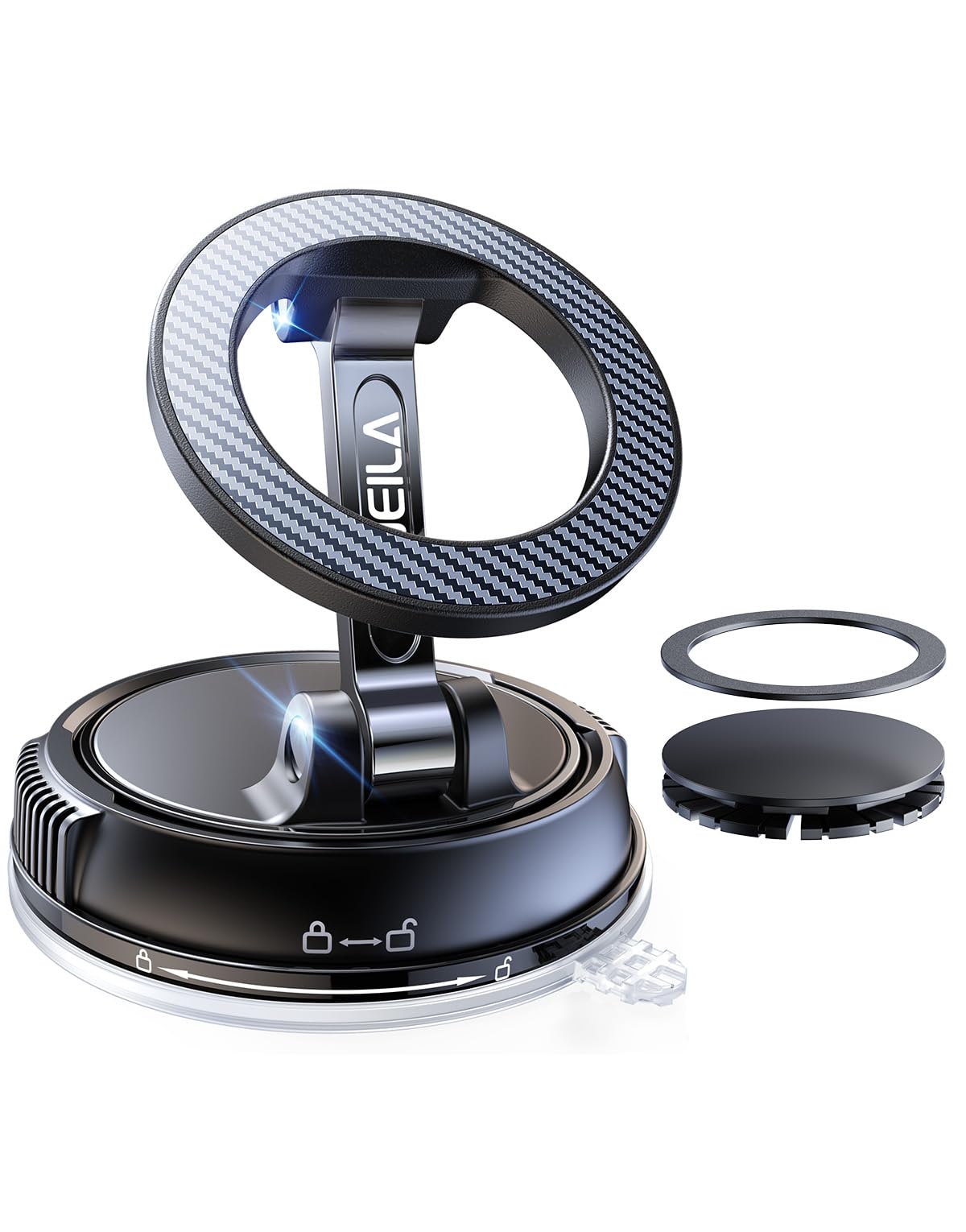 Moeila Vakuum Handyhalterung Auto für Magsafe Autohalterung [mit 78+LBS stärkste Saugkraft & 2400gf stärkster Magnet],360° Drehbare Handyhalterung Magnet,KFZ Autohalterung für Alle Handys,Schwarz.