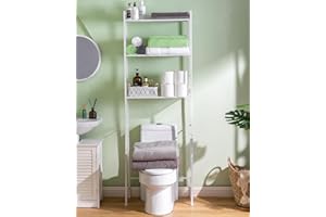 OhuaCason Over The Toilet Storage Cabinet: Over The Toilet Storage Shelf for Small Bathroom - Metal Milk White