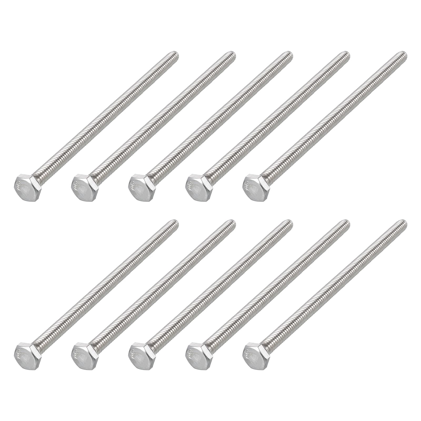 METALLIXITY Hex Head Bolts (1/4-20 x 6") 12Pcs, 304 Stainless Steel 18-8, Fully Threaded, External Hex Drive, Plain Finish, Hex Head Screw Bolt, Silver โ image 1