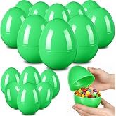 Leitee 24 Pcs Green Plastic Easter Eggs 4 Inch Large Blank Empty Eggs Bulk Paintable Detachable DIY Decoration for Easter Basket Stuffers Fillable Hunting Treats Party Favor Gift
