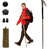 FOREST PILOT 1pc Sassafras Wood Adjustable Walking Stick | Sassafras Wood Material, 3pcs Detachable Flip Lock, All Terrain Accessories, Storage pouch