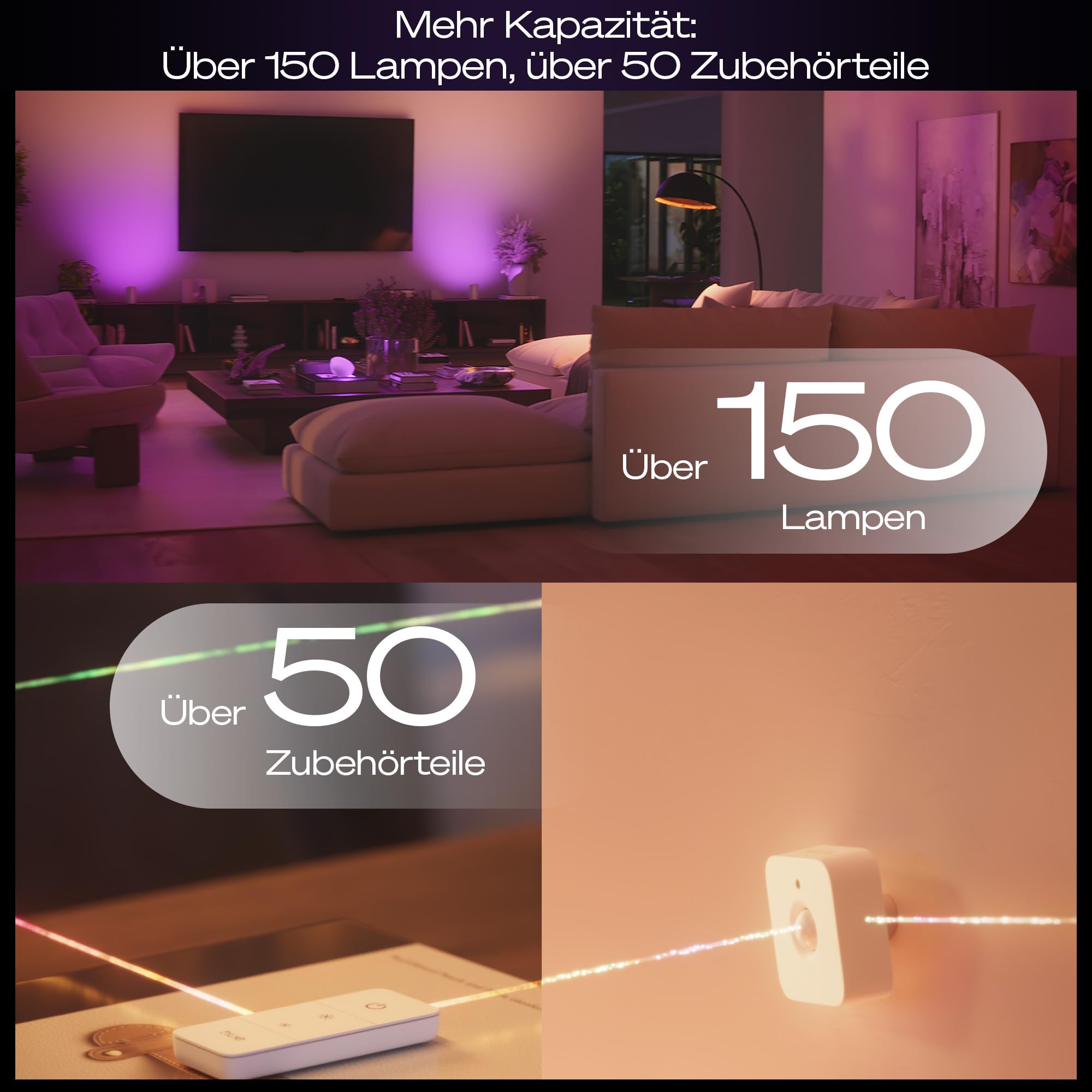 Philips Hue Bridge Pro, Smart Home Hub für Beleuchtung, Kabellos, Unterstützt 150+ Lampen und 50+ Zubehörteile, Lichtsteuerung kompatibel mit Apple Home, Alexa, Google Assistant & Samsung SmartThings 8