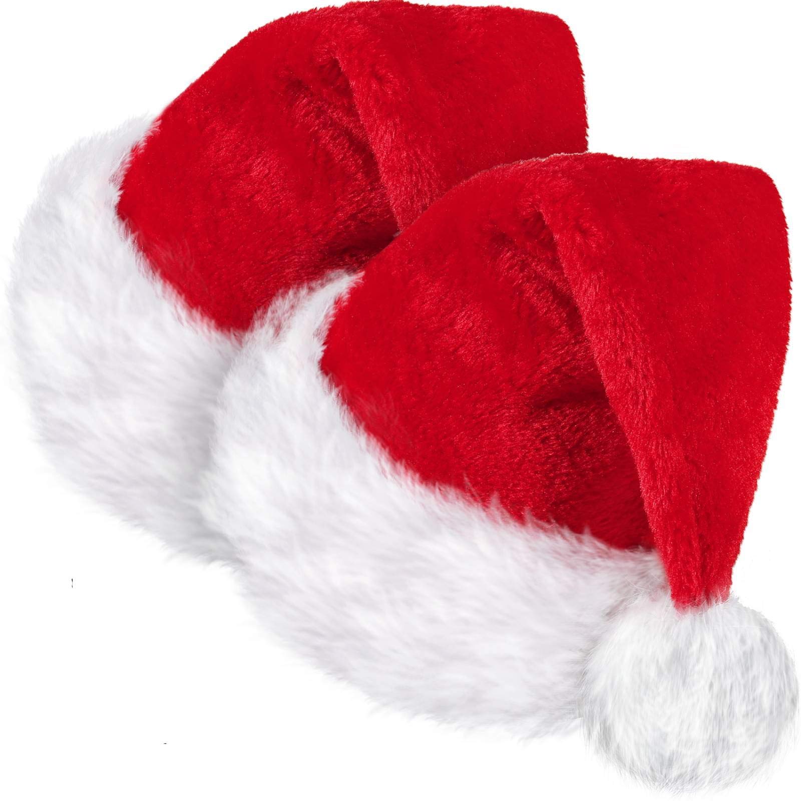 SATINIOR 2 Santa Hat Christmas Cap Unisex Xmas Holiday Hat Bulk for New Year Party Supplies Christmas Decoration (red, 12.6 X 17.7 Inch)