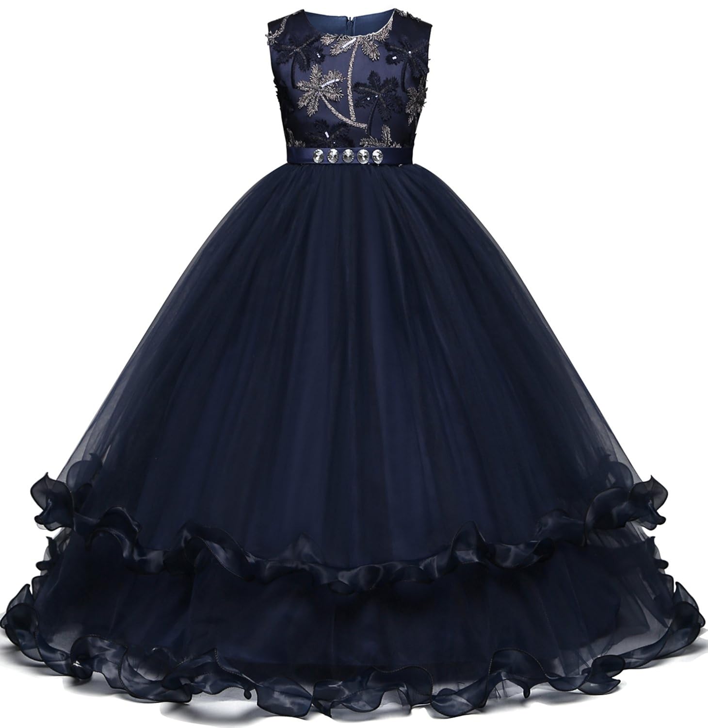 TTYAOVO Girl Princess Pageant Ball Gown Kids Prom Puffy Tulle Bridesmaid Dress Size 910 Years