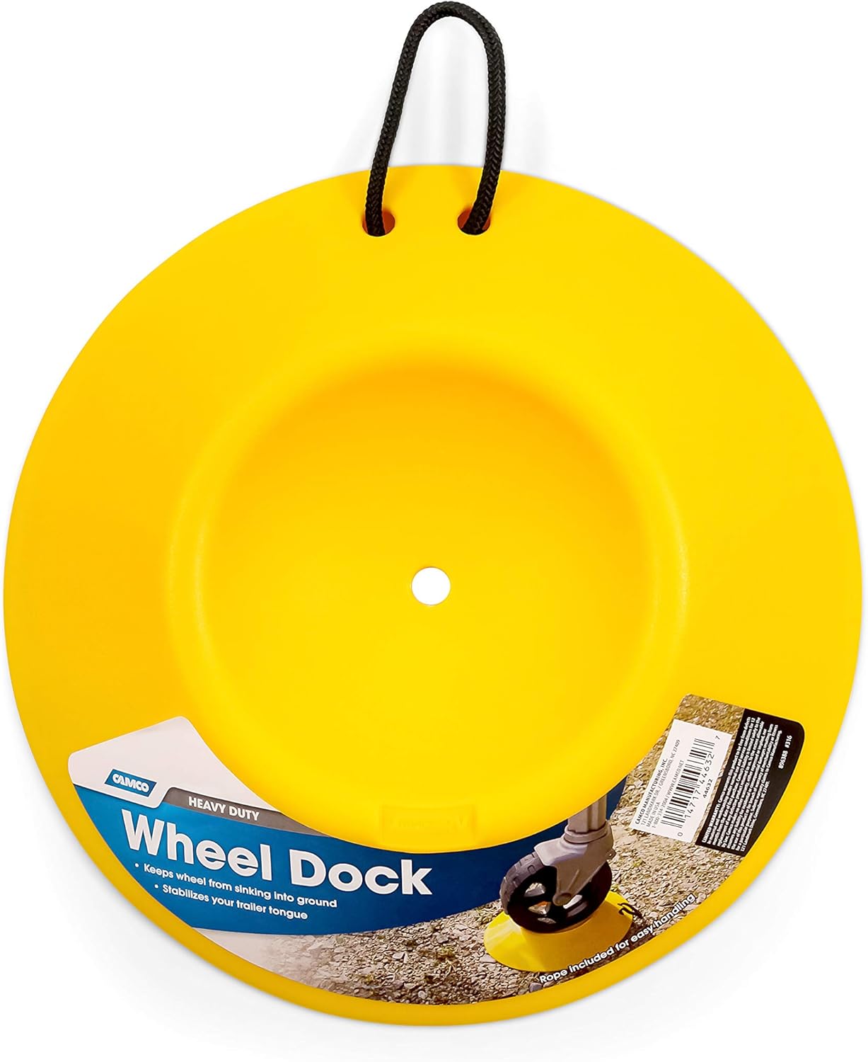Camco Heavy Duty Wheel Dock with Rope Handle - Helps Prevent Trailer Wheel from Sinking Into Dirt or Mud, Easy to Store and Transport (44632), Yellow: Automotive