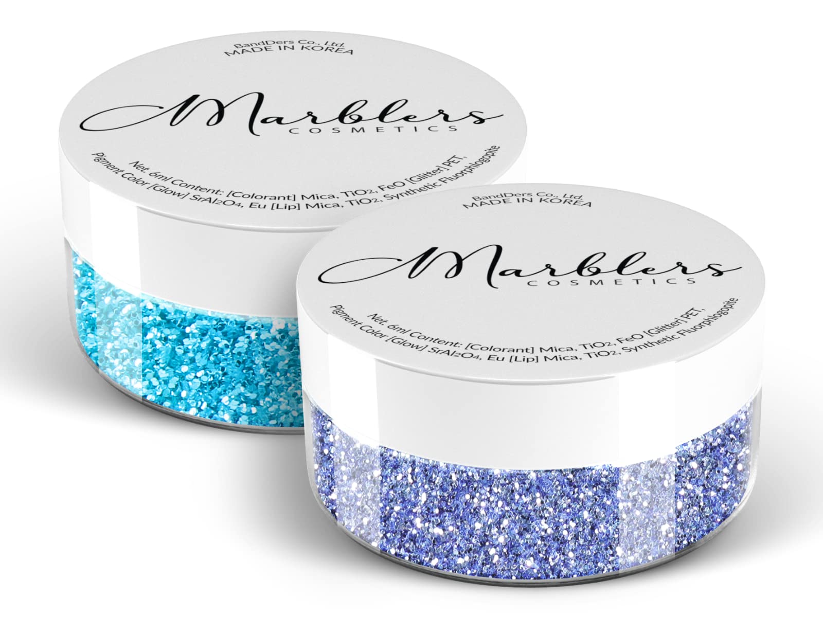 MARBLERS Cosmetic Grade Fine Glitter Duo [ICY Blue & Aqua Blue] 0.36oz (10g) | Non-Toxic | Vegan | Cruelty-Free | Eyeshadow, Nail Polish, Nail Art | Festival, Rave & Party Makeup | Body & Face — image 1