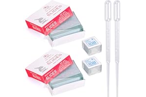 OLCANA 100 Pieces Microscope Slides and 200pcs Pre-Cleaned 20mm x 20mm Microscope Cover Slips Glasses for Basic Biological Science Education