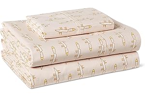 �鶹�� Basics 100% Organic Cotton Kids' Sheet Set with Pillowcase, Twin, Pale Pink Fox