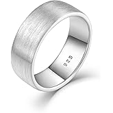 STARCHENIE Wedding Band Solid 925 Sterling Silver Ring for Men & Women Brushed Matte Finish