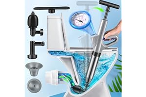 HEABOOM High Pressure Toilet Plunger, Powerful Air Drain Blaster Plunge Blaster, Air Plunger Sink Plunger with Visual Barometer, Multi-drain Unclogger for Toilets Bathroom Floor Drain Sinks Plumbing Clogs