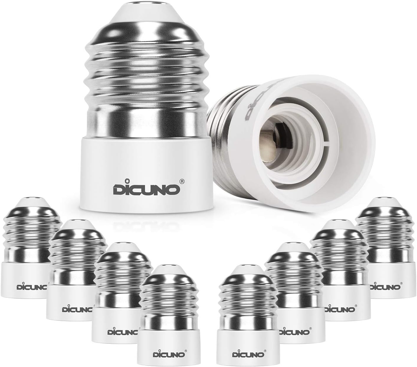 DiCUNO E27 to E14 Socket Adapter, Screw to Small Screw Converter, ES to SES Adopter, Max Wattage 200W, 0~250V