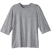 Women’s Open Back Adaptive Active Crew Neck Top for Seniors - 3/4 Long Sleeve Shirt