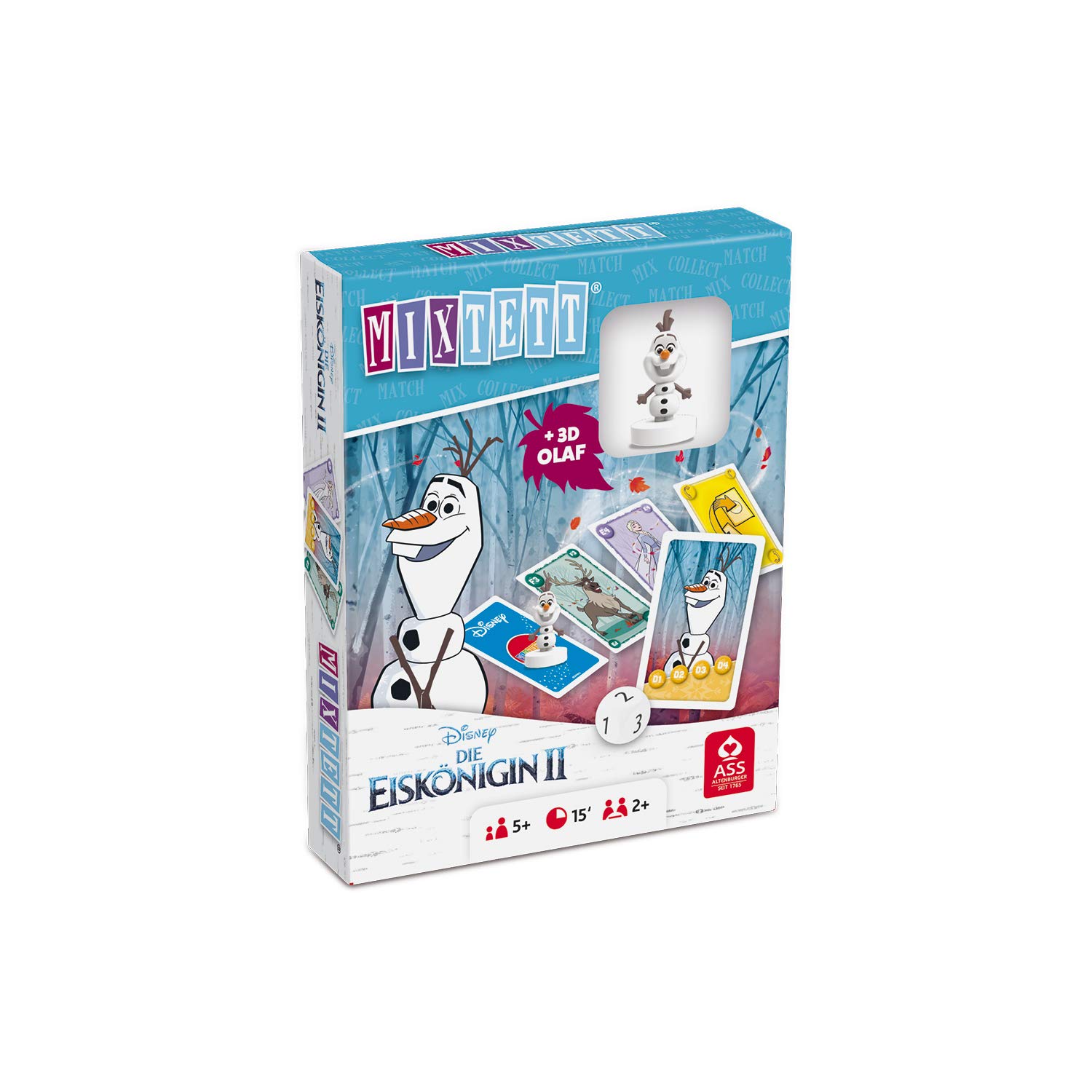 ASS Altenburger 22522243 Disney Frozen 2 Card Game with Toy Figure, Mixtett Olaf