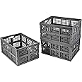 Aebeky 3-Pack Plastic Collapsible Storage Crates-30L,Foldable Plastic Crates for Storage (Gray)