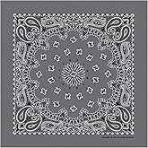 Hav-A-Hank Charcoal Paisley Bandanna, 22x22, Made in USA, Grey