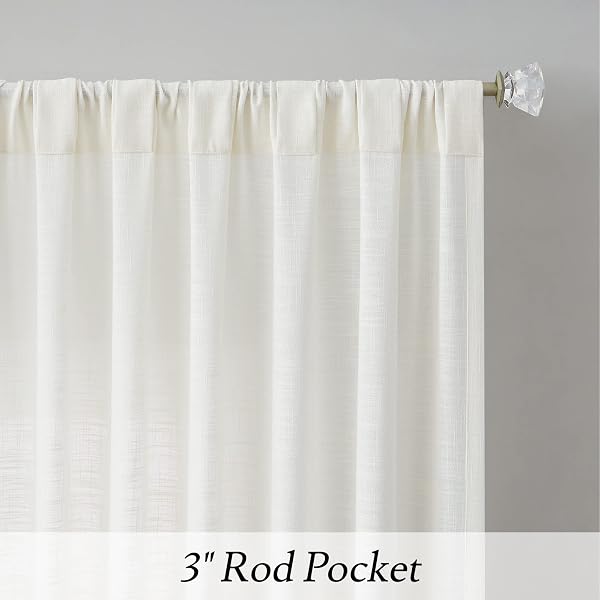 VISION HOME GREY OMBRE WINDOW CURTAINS LINEN TEXTURE GRADIENT LIGHT FILTERING SEMI SHEER CURTAINS 84 INCH LENGTH FOR LIVING ROOM BEDROOM ROD POCKET,CREAM WHITE TO GRAY,50″ WX84 L EACH,2 PANELS