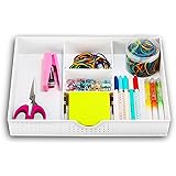 CAXXA 3 Slot Drawer Organizer with Two Adjustable Dividers - Drawer Storage 5 Compartments Junk Drawer Organizer for…