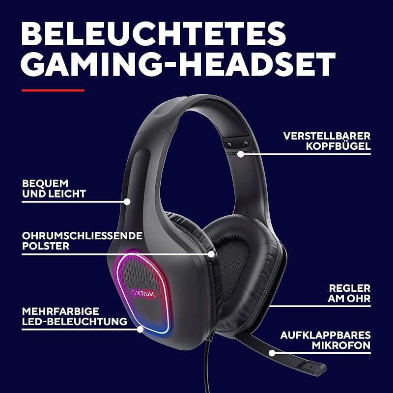Rayne Leichtes Gaming Headset mit USB-betriebene LED Beleuchtung
