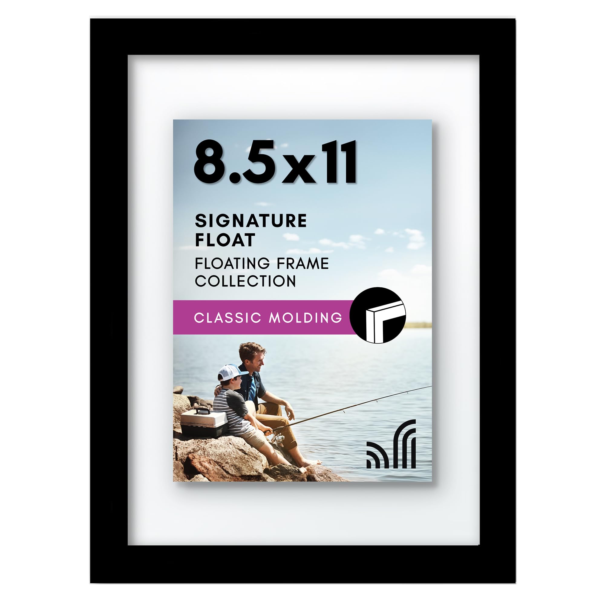 Americanflat 8.5x11 Floating Picture Frame with