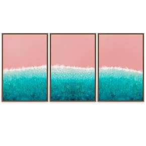 SIGNWIN 3 Piece Framed Canvas Wall Art Pink...