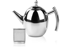 Stainless Steel Teapot Set with Infuser Strainer, Durable and Sturdy for Home and Camping(Capacity: 1L)